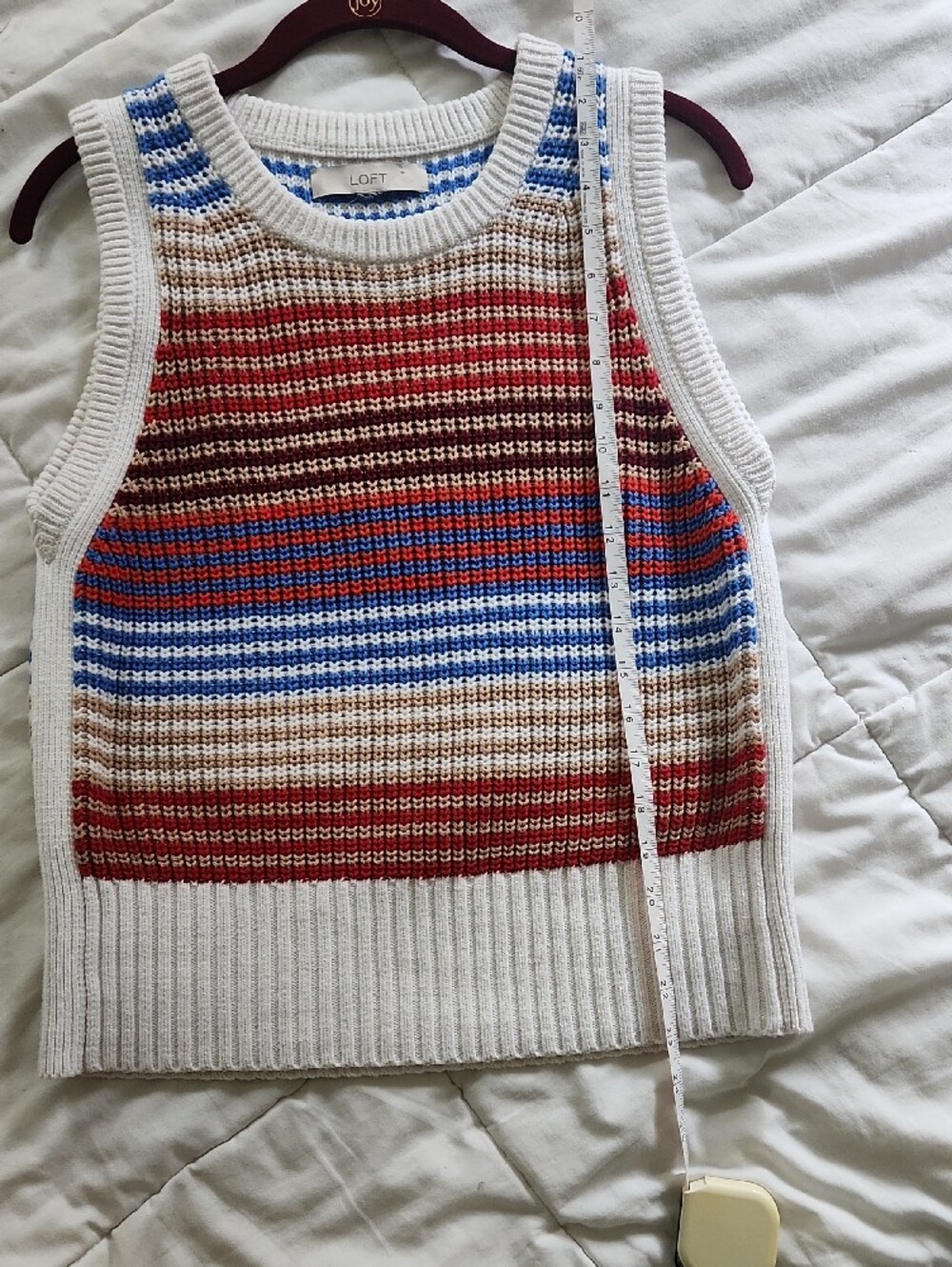 LOFT White Multicolor Striped Knit Tank Sweater Vest - Picture 7 of 8